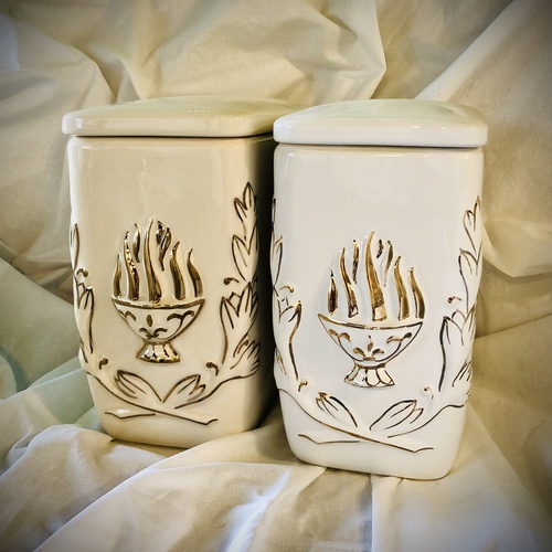 Aranyozott domború kehely porcelán iker urna