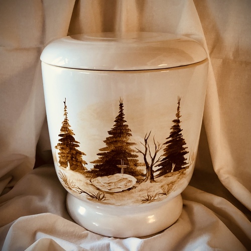 Kézzel festett porcelán kerek urna