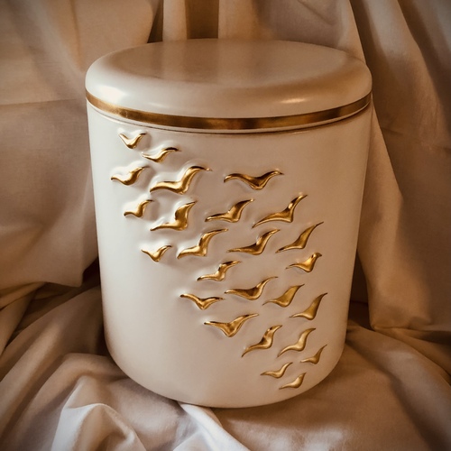 Aranyozott porcelán kerek urna